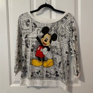 Disney Black and White Cartoon Strip 3/4 Sleeve Tee